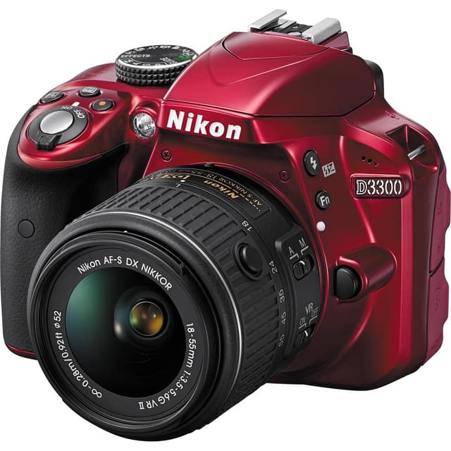SLR D3300 - Red + Nikon AF-S DX Nikkor 18-55mm f/3.5-5.6 G VR f/3.5-5.6