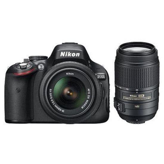 D5000 SLR - Black + Nikon AF-S Nikkor DX VR 18-55mm f/3.5-5.6 VR + AF-S Nikkor DX 55-200mm f/4-5.6G ED VR f/3.5-5.6 + f/4-5.6 · imagen principal