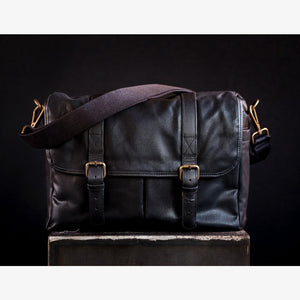 Roma Black Waxed Canvas Camera Bag