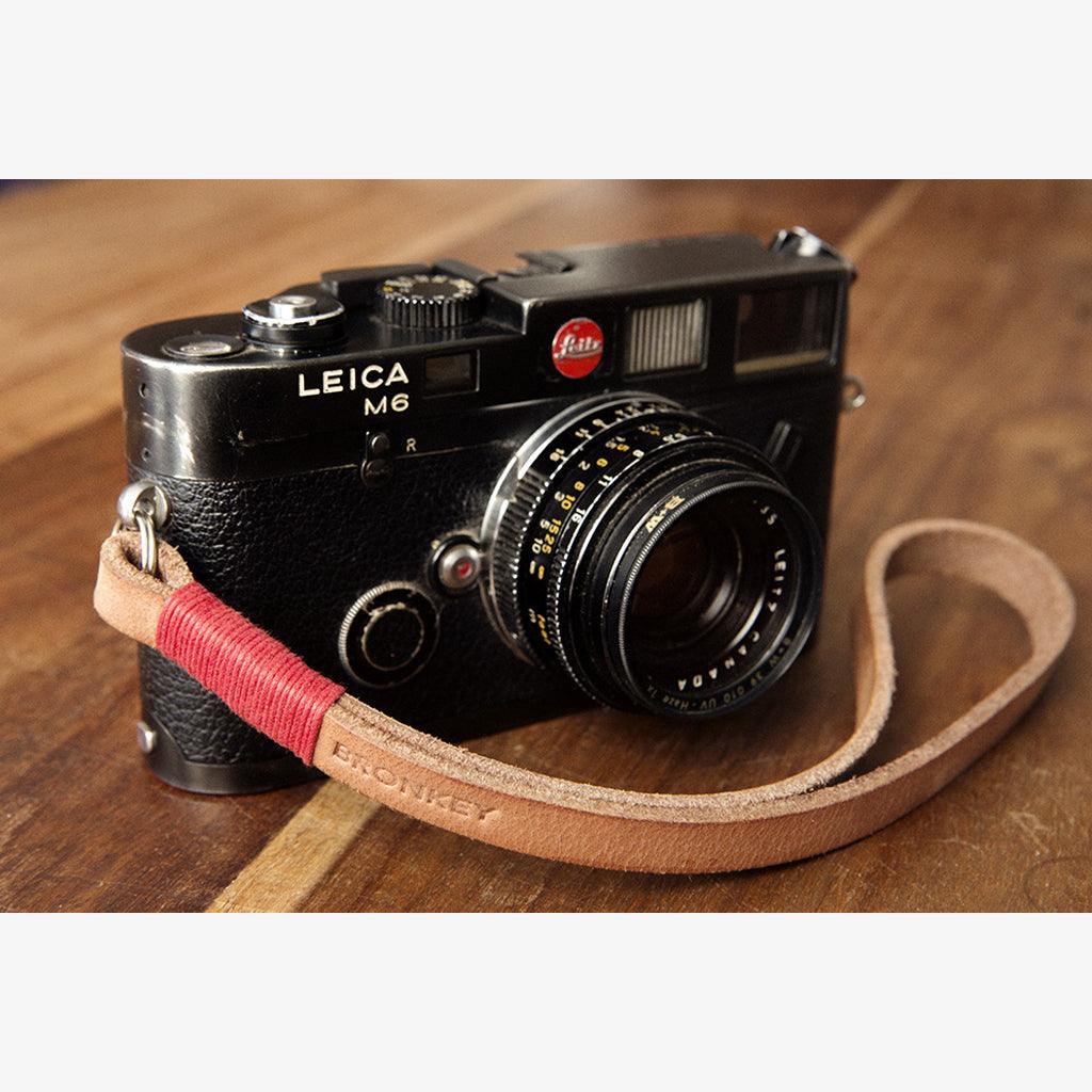 Tokyo #203 - Tanned & Red leather camera strap