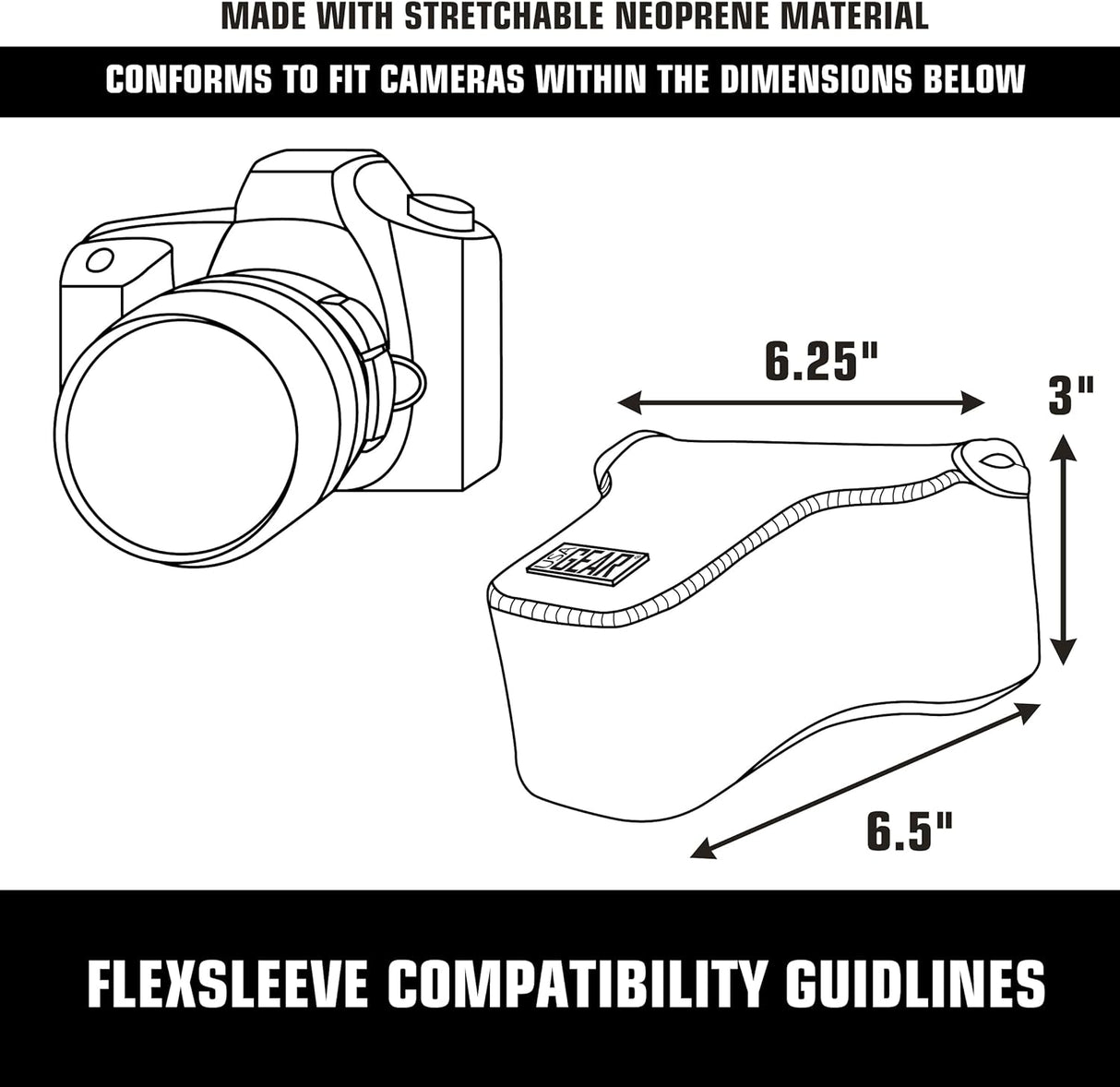 USA Gear Custodia per fotocamera reflex DSLR con protezione in neoprene, passante per cintura e spazio per accessori - Compatibile con Nikon D3400, Canon EOS Rebel SL2, Pentax K-70 e Altri - Nero