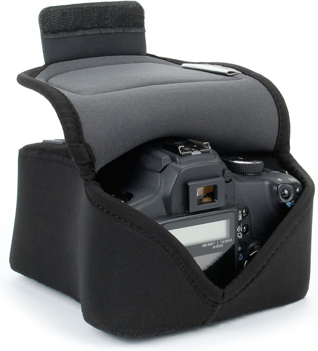 USA Gear Custodia per fotocamera reflex DSLR con protezione in neoprene, passante per cintura e spazio per accessori - Compatibile con Nikon D3400, Canon EOS Rebel SL2, Pentax K-70 e Altri - Nero