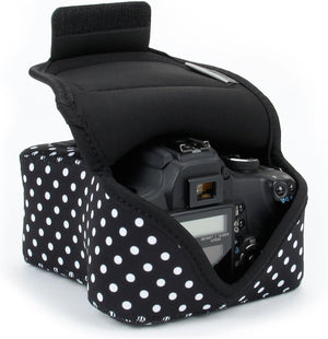 USA Gear Custodia per fotocamera reflex DSLR con protezione in neoprene, passante per cintura e spazio per accessori - Compatibile con Nikon D3400, Canon EOS Rebel SL2, Pentax K-70 e Altri - Nero